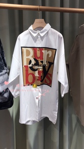 喵喵英国代购 Burberry巴宝莉 童装印花logo衬衫连衣裙 oversize