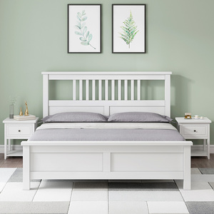 美式实木床白色1.8米双人床1.5m现代简约1.2单人床气动高箱储物床