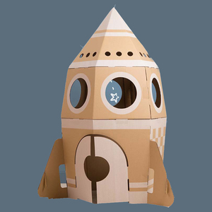 纸板大火箭DIY游戏屋帐篷玩具亲子手工涂色 儿童房瓦楞纸城堡拼装