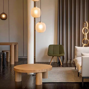 设计师创意桌子民宿客厅原生态家具简约家用实木圆形茶几小户型