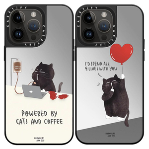 MagSafe磁吸CASETI气球小黑猫15promax手机壳办公适用iPhone13/14pro可爱情侣11/12防摔苹果14plus保护套镜面