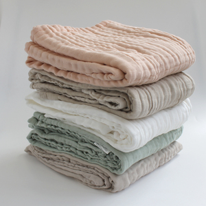 出口日本尾货纯棉6层水洗纱布新生儿包被婴儿包巾盖毯浴巾空调毯