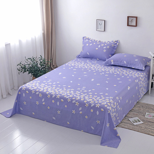 紫色全棉床单单件 小碎花纯棉床单植物花卉单人双人1.8m床单一件
