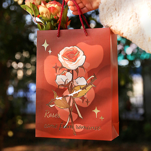 烫金玫瑰花礼品袋子花语手提高档高级感文艺伴手礼物纸袋春季复古