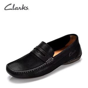 Clarks其乐男鞋新款休闲皮鞋驾车豆豆鞋时尚透气方头一脚蹬男单鞋