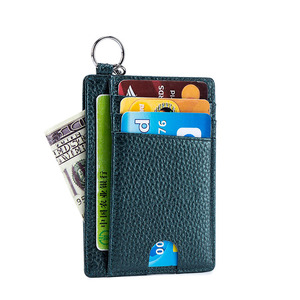 新款多功能真皮卡包钥匙链RFID防盗刷超薄迷你钱包小巧卡套可挂脖