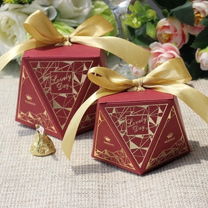 锦尚特价钻石糖盒个性创意烫金欧式喜糖盒子婚庆礼盒大小喜糖袋子