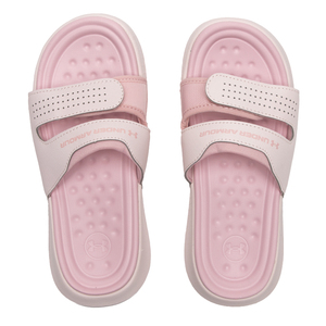安德玛UA女鞋2024夏季新款运动拖鞋粉色一字拖浴室凉拖休闲沙滩鞋