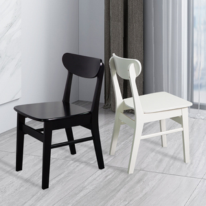 北欧白色实木餐椅餐厅靠背椅简约现代凳子家用黑色小户型轻奢椅子