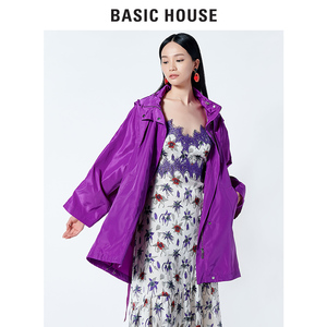 Basic House/百家好2018夏季新款风衣女字母明星