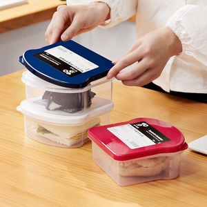 日本汉堡三明治便当盒点心包装盒塑料创意环保食品西点吐司蛋糕盒