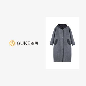 GKE/谷可M5017秋冬季新款连帽棉服大衣女时尚中长款羊毛呢子外套