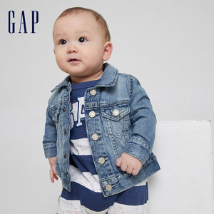 Gap婴儿浅色水洗纯棉牛仔衬衫式外套 秋冬新款儿童装宝宝夹克