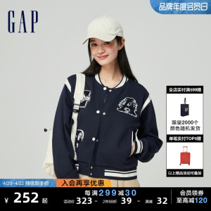 Gap女装2024春季新款纯棉撞色贴布绣logo棒球服学院风外套872711