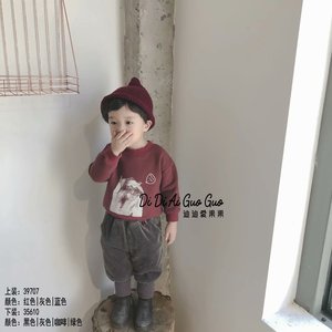 迪迪爱果果 秋冬季新款小童宝宝时尚男童百搭加绒韩版卫衣衫