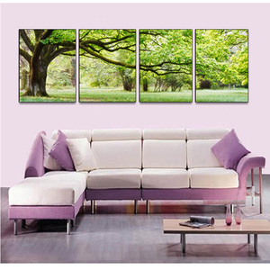 现代简约客厅装饰纳米冰晶玻璃水晶无框画背景墙挂画壁画绿树大树