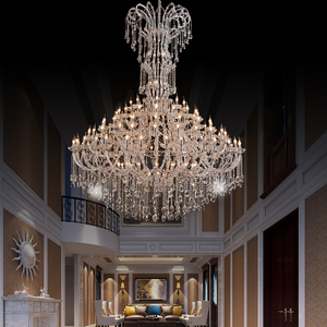 2023新款现代客厅别墅酒店大堂复式楼高端大气欧式水晶蜡烛大吊灯