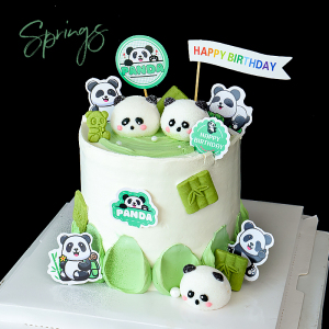 熊猫棉花糖蛋糕装饰摆件可爱国宝插件儿童生日纸杯甜品绵绵冰插牌