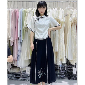 新中式旗袍连衣裙两件套年轻款日常少女唐装茶服套装学生民国风裙