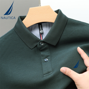 NAUTICA/诺帝卡秋季新款舒适透气商务休闲长袖T恤翻领棉质POLO衫