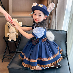 兔子警官衣服儿童夏装朱迪警官套装迪士尼cos服女童洛丽塔公主裙