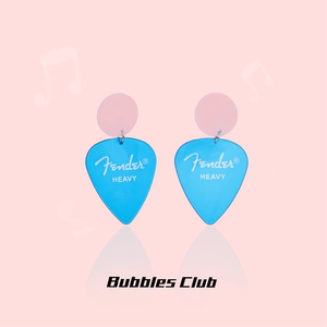 Bubbles Club音乐节系列粉蓝撞色拨片耳钉玳瑁复古耳环女