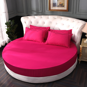 订做纯棉圆床床笠单件全圆形棉宾馆床单四件套床罩床垫防滑保护套