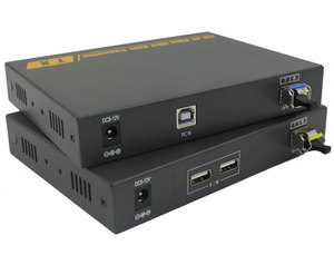 无压缩  VGA高清KVM光端机+1路音频+1路USB键鼠 带本地环出单纤LC