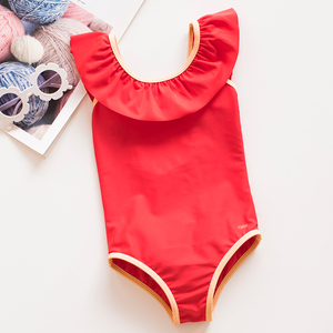 宝宝泳衣1-3-6岁7女连体婴幼儿韩版游泳衣小童红色公主时尚比基尼