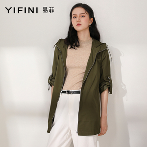 Yifini/易菲高级感风衣女新款春秋季中长款外套上衣薄款大衣