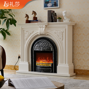 1.3米简约法式壁炉装饰柜实木 家用别墅客厅奶油风仿真火焰电取暖