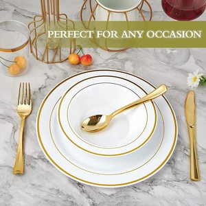 金色餐具野餐碗聚会碗仿陶瓷碗西餐具甜品金色沙拉面饭汤碗刀叉勺