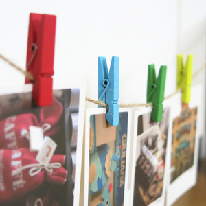 彩色木夹子diy便签夹木质可爱心麻绳夹子幼儿园教室照片挂墙装饰