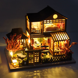 模型屋diy小屋古风木质别墅日式手工制作小房子迷你玩具积木材料