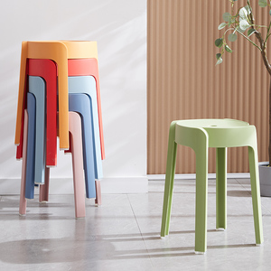 北欧风车凳子塑料高凳加厚款大人板凳折叠餐桌凳家用椅子备用圆凳