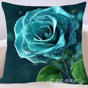 十字绣抱枕2023新款蓝色妖姬满绣客厅沙发自己绣简单刺绣现代花卉