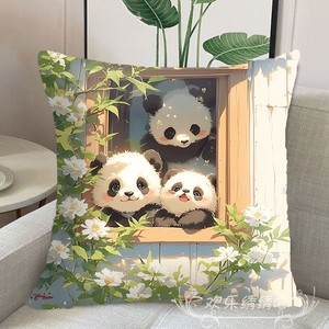 国宝熊猫十字绣自己绣抱枕2024爆款卧室沙发靠垫枕套简单刺绣手工