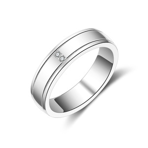 S925纯银简单款条戒男款潮流镶嵌锆石戒指帅霸气男神求婚结婚指环