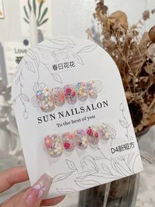 春日花花-sun新品手工气质短款in风手绘油画春款光疗穿戴甲成品