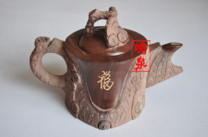 木鱼石茶壶/天然木鱼石原石茶壶/茶壶套装大容量泰山木鱼石壶茶杯