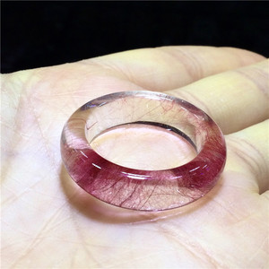 东海水晶 天然红发晶阔气款发晶扳指指环戒指