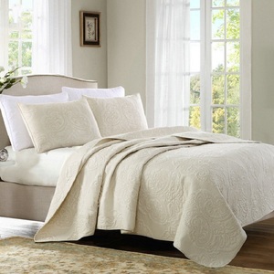 出口欧式全棉绗缝被床盖三件套水洗夏凉被空调被子纯棉绣花床单垫
