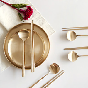 韩国直邮NOTDAM传统黄铜勺子筷子套装设计感家用送礼物代购