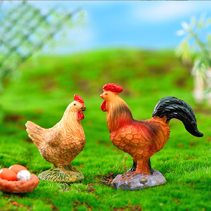 仿真迷你公鸡母鸡微景观摆件盆景景观装饰庭院花盆装饰品小鸡模型