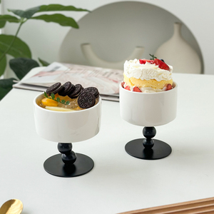 创意ins风陶瓷碗雪糕冰激凌碗小甜点碗燕窝酸奶碗高脚冰淇淋杯子