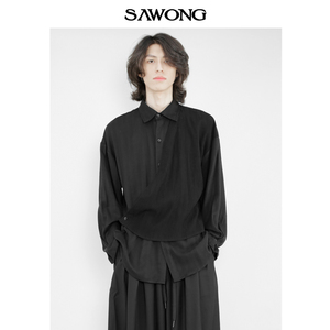 SAWONG秋冬新款原创设计个性暗黑日系小众不规则拼接长袖衬衫男女