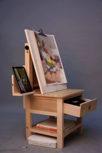 画桌绘画桌升降实木画桌素描美术培训桌画室专用画架椅一体画凳