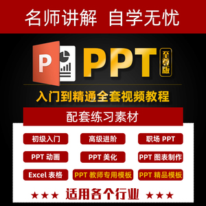 PPT视频教程入门到高级进阶 课件幻灯片制作 动画演示Excel课程