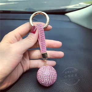 个性满水钻圆球钥匙扣男士女款汽车钥匙圈环时尚水晶礼品包包挂件