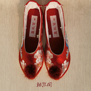 【飘然阁●云想】汉服婚鞋红色弓鞋全款（不含珍珠毛球）工期60天